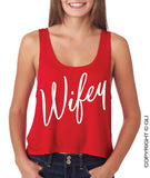 WIFEY Cropped Red Tank Top - Bella+Canvas brand