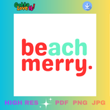 Beach Merry Christmas Design | Coastal Holiday Graphic PNG, JPG, PDF