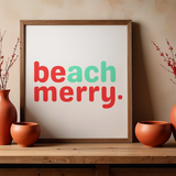 Beach Merry Christmas Design | Coastal Holiday Graphic PNG, JPG, PDF