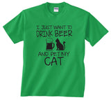 Drink Beer and Pet My Cat T-Shirt: Funny Cat Lover Tee