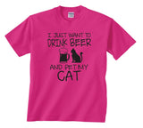 Drink Beer and Pet My Cat T-Shirt: Funny Cat Lover Tee