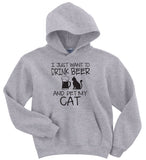 Drink Beer and Pet My Cat Hoodie - Gildan Unisex Hoodie
