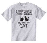 Drink Beer and Pet My Cat T-Shirt: Funny Cat Lover Tee