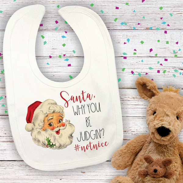 Judging Santa Vintage Christmas Infant Bib