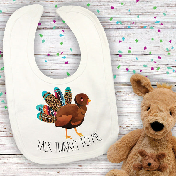 Talk Turkey To Me Infant Bib - Thanksgiving Polyester Bib