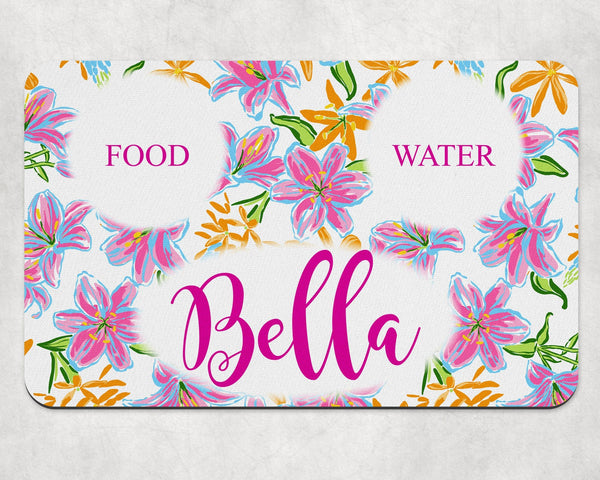 Floral Pet Placemat – Personalized Dog & Cat Food Mat