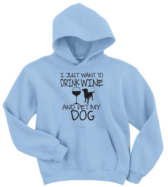 Drink Wine and Pet My Dog Hoodie - Gildan Unisex Graphic Sweatshirt