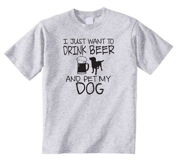 Drink Beer and Pet My Dog T-Shirt: Funny Dog Lover Tee
