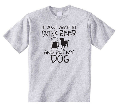 Drink Beer and Pet My Dog T-Shirt: Funny Dog Lover Tee