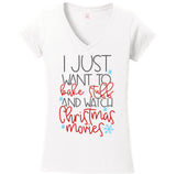 Bake Stuff Watch Christmas Movies V-Neck Tee