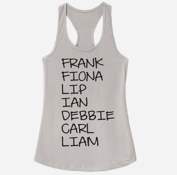Gallagher Names Racerback Tank Top - Shameless TV Show Shirt