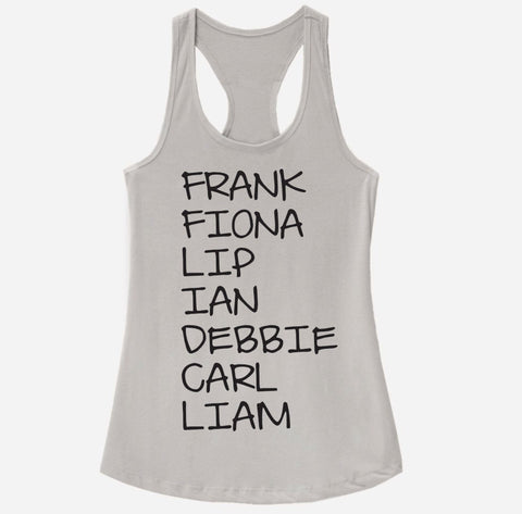 Gallagher Names Racerback Tank Top - Shameless TV Show Shirt