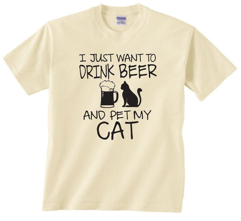 Drink Beer and Pet My Cat T-Shirt: Funny Cat Lover Tee