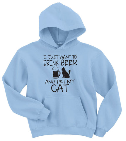 Drink Beer and Pet My Cat Hoodie - Gildan Unisex Hoodie