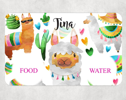 Llama Custom Pet Placemat: Non-Slip Dog & Cat Food Mat
