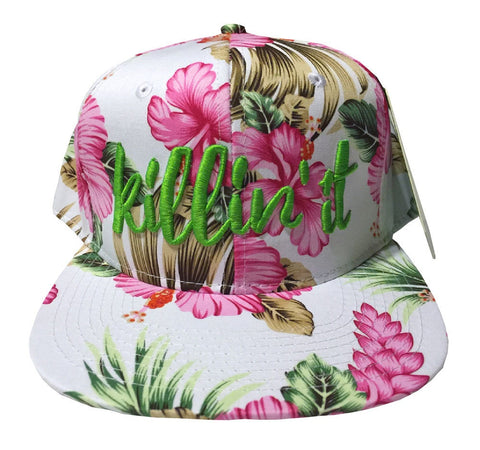 Killin’ It Hawaiian Embroidered Floral Snapback Hat