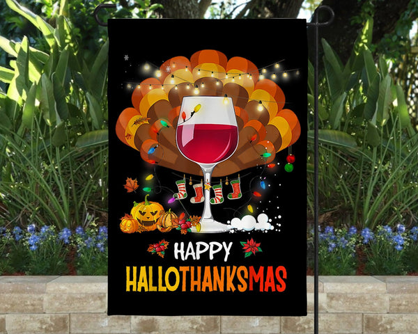 Hallothanksmas Garden Flag: Double Sided Holiday Decor (12" x 18")