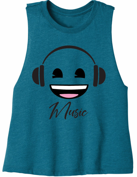 Music emoji Tank - Bella + Canvas Ladies' Racerback Cropped Tank