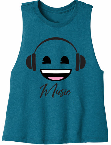 Music emoji Tank - Bella + Canvas Ladies' Racerback Cropped Tank