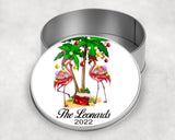 Custom Aluminum Tin: Christmas Flamingo Photo Storage Box