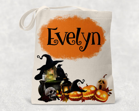 Personalized Halloween Trick or Treat Tote Bag - Heavy Duty- 14.5" x 16"