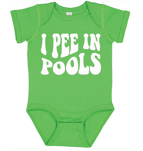 I Pee in Pools Baby Bodysuit: Funny Infant Swimming Shirt