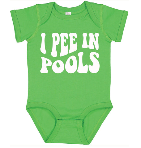 I Pee in Pools Baby Bodysuit: Funny Infant Swimming Shirt