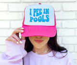 I Pee in Pools OTTO CAP 5 Panel High Crown Mesh Back Trucker Hat  ~ adult and youth sizes