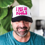 I Pee in Pools OTTO CAP 5 Panel High Crown Mesh Back Trucker Hat  ~ adult and youth sizes