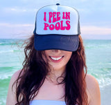 I Pee in Pools OTTO CAP 5 Panel High Crown Mesh Back Trucker Hat  ~ adult and youth sizes
