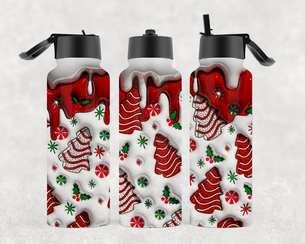 Christmas Cakes 3D LumaSteel™ Stainless Steel Water Bottle - 22oz