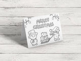 Colorable Christmas Card, Kid's Printable Card (Digital Download)