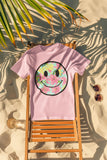 Neon Floral Smiley Face PNG: Distressed Beach Design (Digital Download)