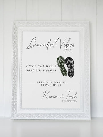 Wedding Flip Flop Sign | Dance Floor, Custom Names (Digital Download)