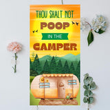 Funny Camper Bathroom Sign, Thou Shalt Not Poop, 5" x 10" Metal RV Decor