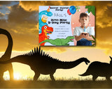 Dinosaur Birthday Party Invitation - Editable Digital Download with Custom Photo for boys ages 3-6