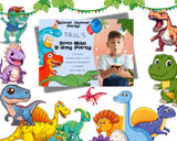 Dinosaur Birthday Party Invitation - Editable Digital Download with Custom Photo for boys ages 3-6