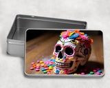 Vibrant Sugar Skull Metal Tin