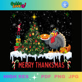 Merry Thanksmas Digital Download - Turkey Christmas Tree PNG, JPG, PDF printables
