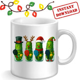 Pickleball Christmas Pickles Digital Art = Funny Holiday Dill Pickles in Jars PNG