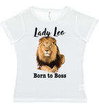 Lady Leo the Lion, Born to Boss - SubliVie™ Ladies' Modern Fit 100% Polyester Crew Neck Short Sleeve Tee