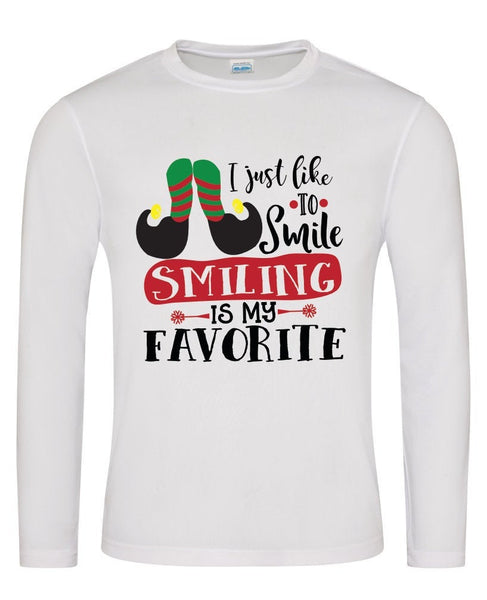I Just Like to Smile  ~ Smiling is my Favorite Adult Unisex Long Sleeve shirt | Buddy the Elf | Christmas shirt