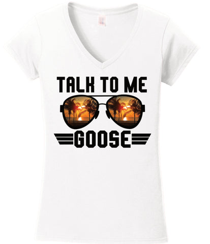 Talk to me Goose Top Gun Ladies Fit Short Sleeve Classic V-Neck Tee