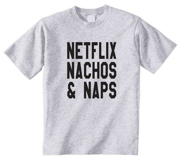 Netflix Nachos and Naps Sporty Grey T-Shirt Funny Couch Potato