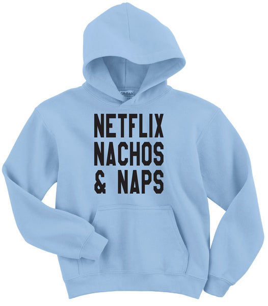 Netflix Nachos & Naps Gildan Unisex Hoodie Sizes up to 5 xl Birthday Him Her Nerd TV Shows Funny Couch Potato