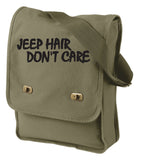 Jeep Hair Don’t Care Authentic Pigment Khaki Canvas Field Bag for Jeep Girl, Jeepers